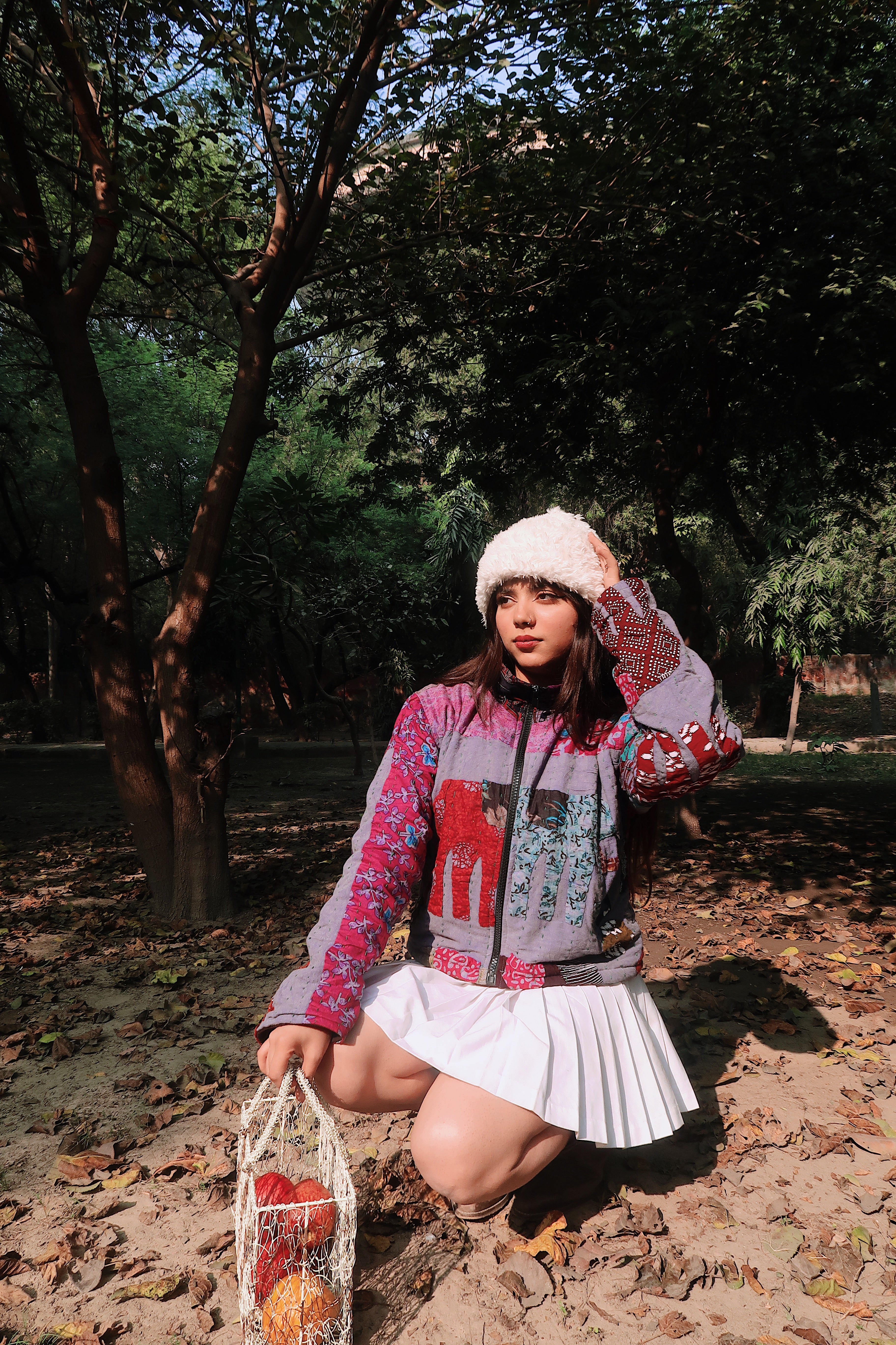 ELEPHANT KANTHA JACKET CROPPED BLUE