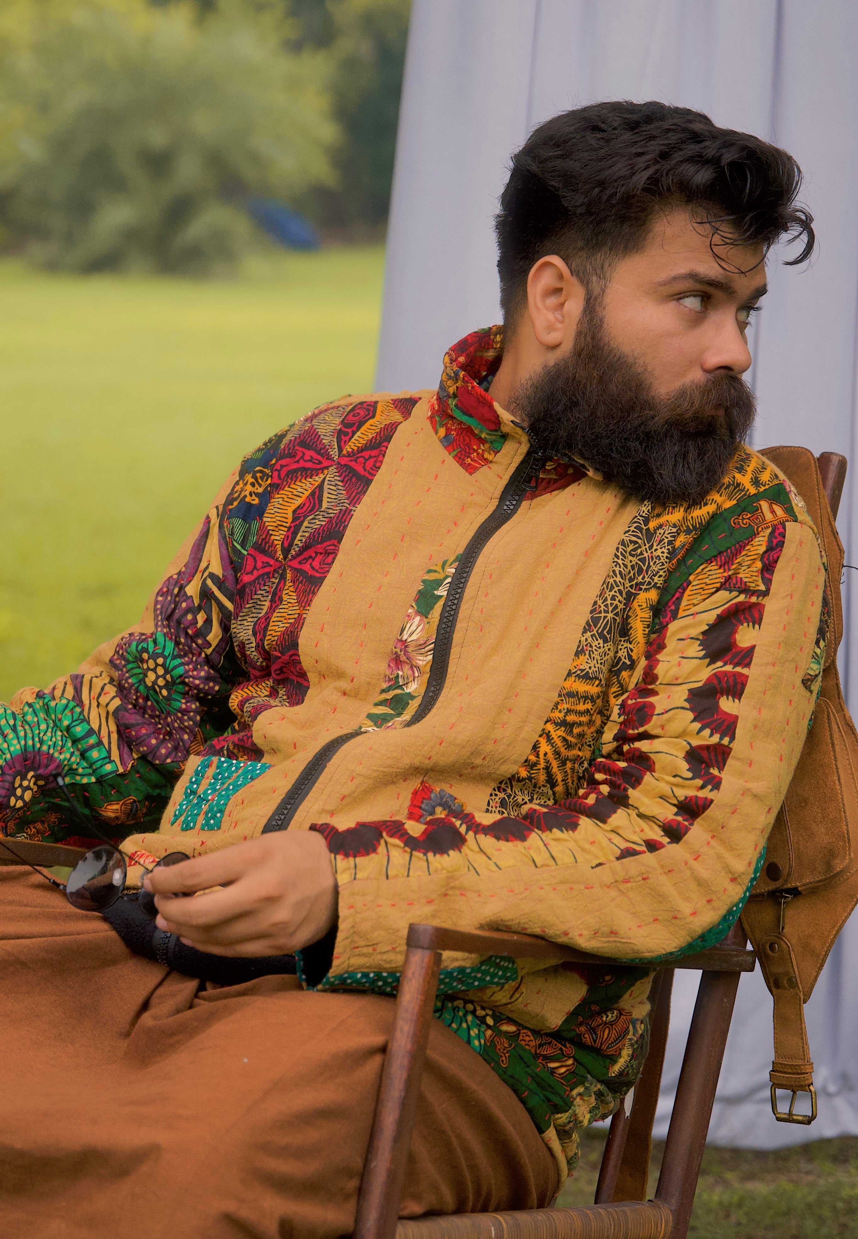 ELEPHANT KANTHA JACKET MUSTARD