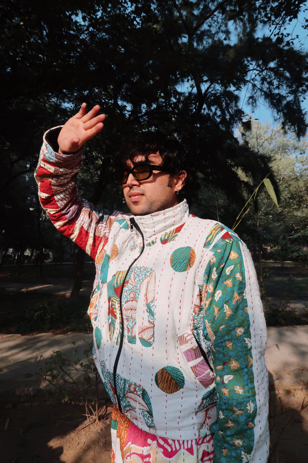 ELEPHANT KANTHA JACKET CROPPED WHITE