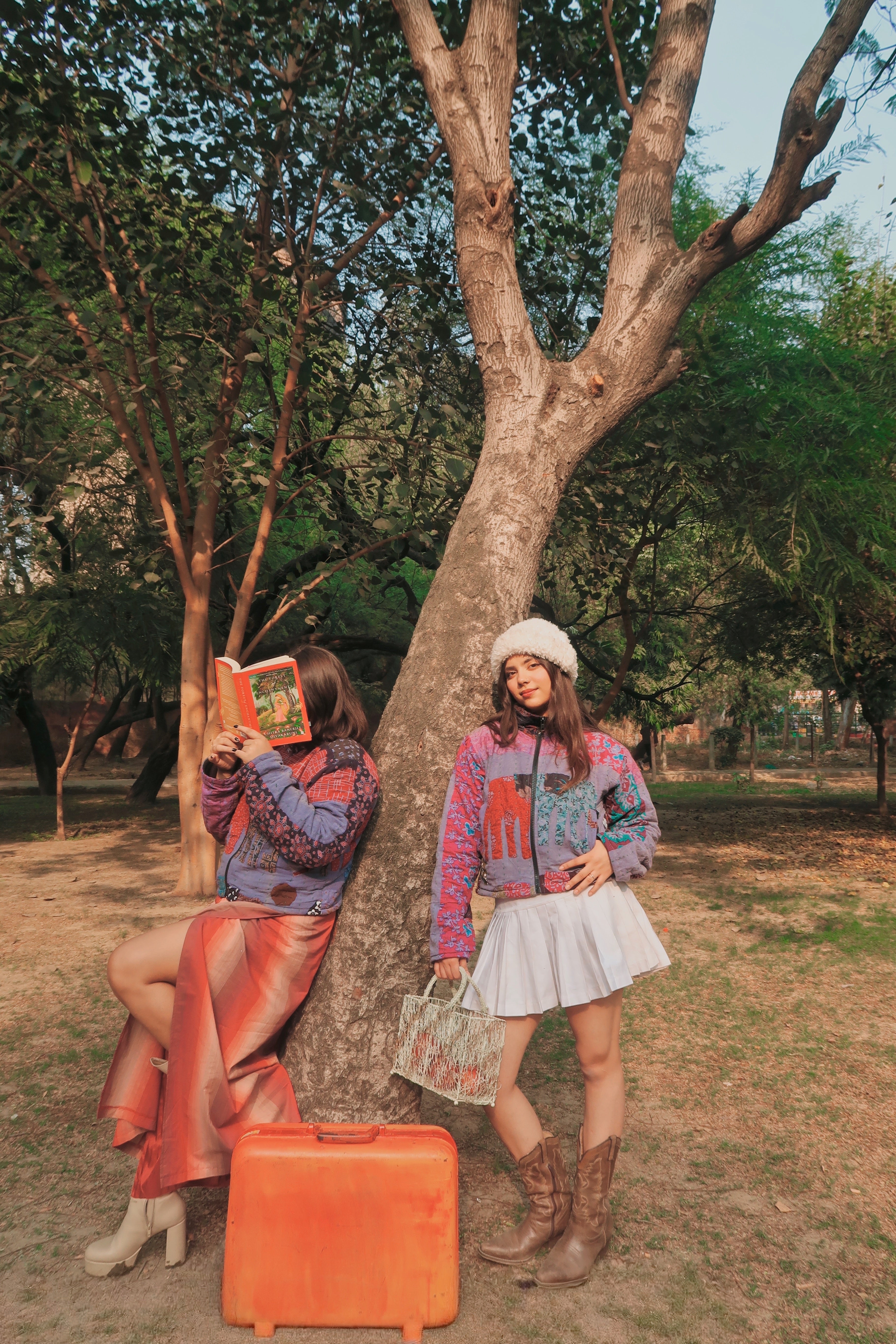 ELEPHANT KANTHA JACKET CROPPED BLUE