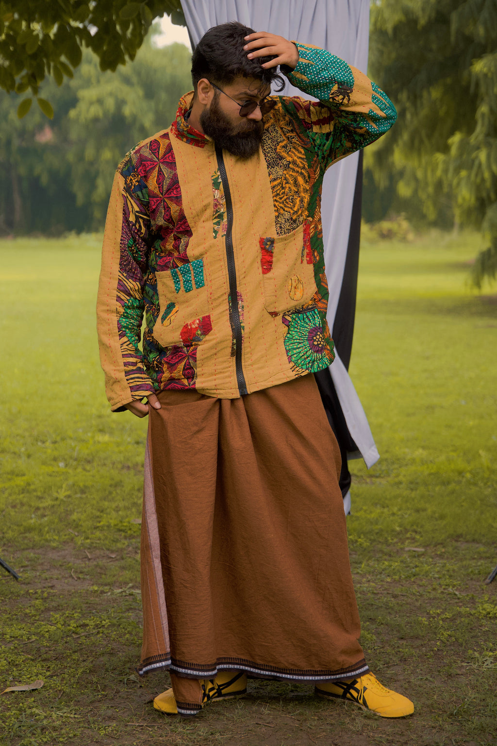 ELEPHANT KANTHA JACKET MUSTARD