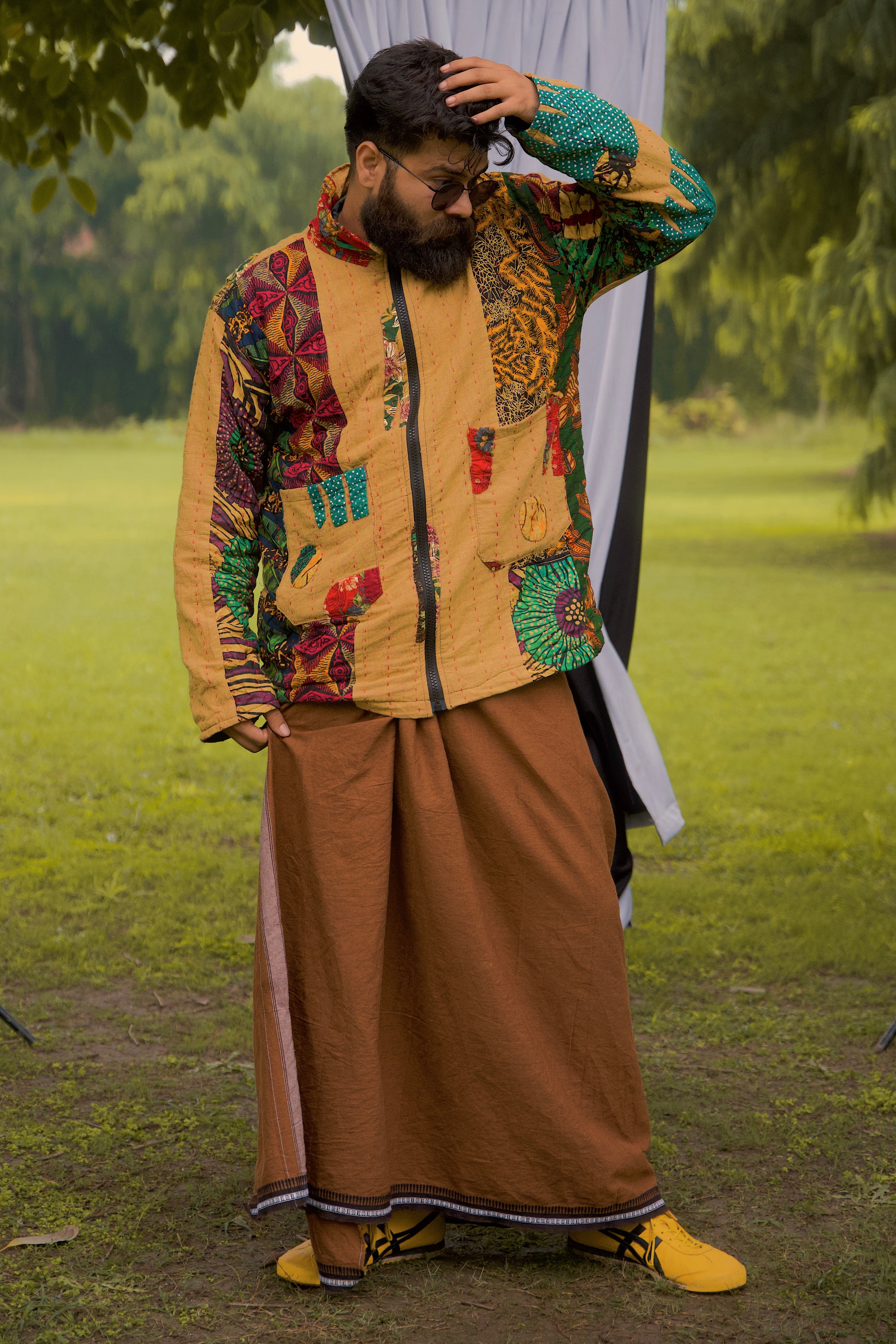 ELEPHANT KANTHA JACKET MUSTARD